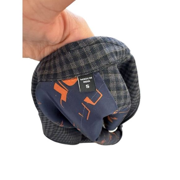 Slim Fit Murano Plaid Jacket Black And Blue Small Fashion Classy Zip Up - Picture 4 of 7